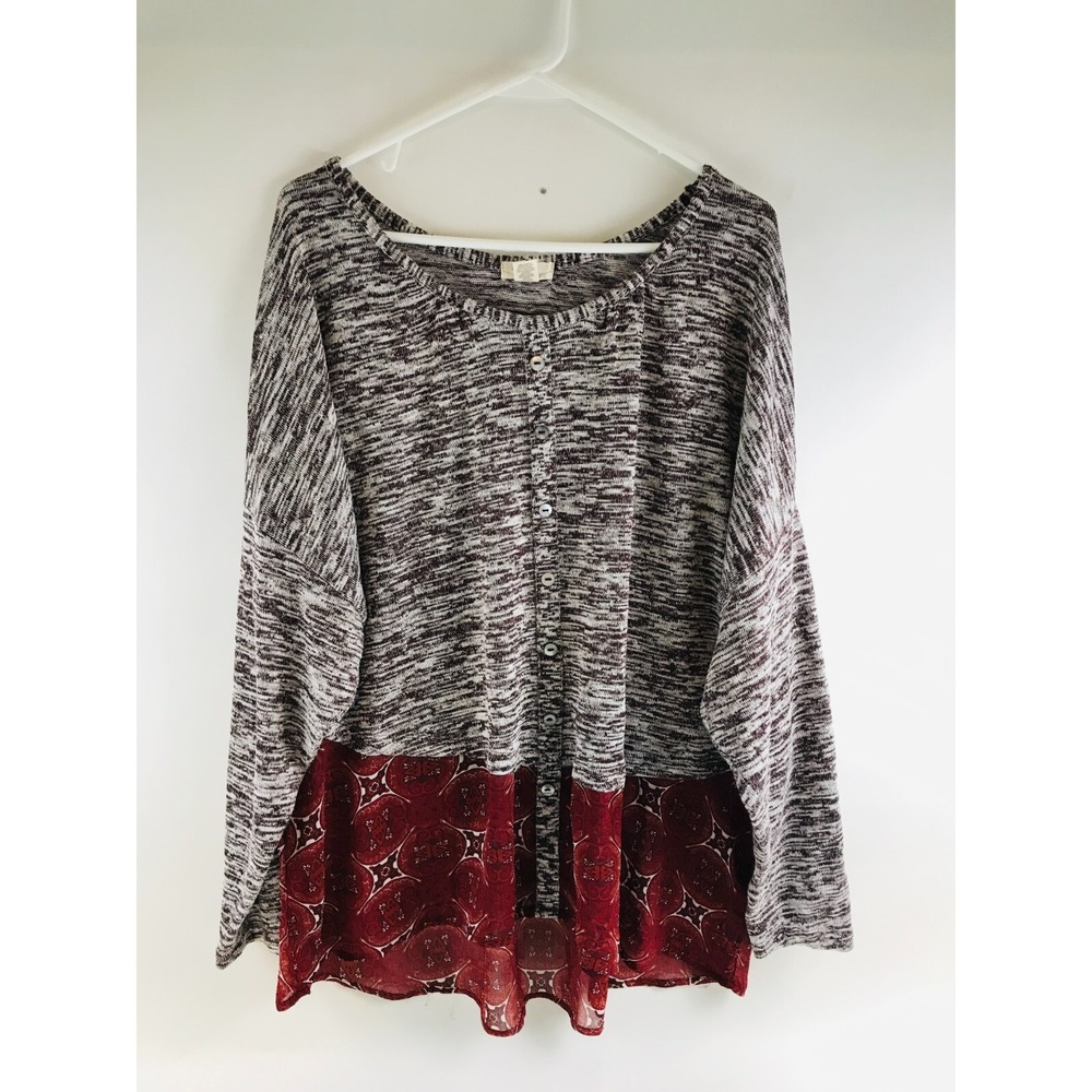 Madison & Berkeley Sweater, Women's Plus Size 3X, Gray, Burgundy, Pullover